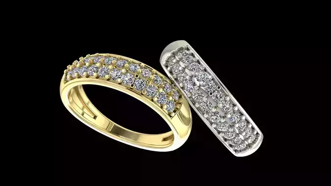 Classic Diamond Band Ring Half Eternity Ring with 22 Round stone 3D print model