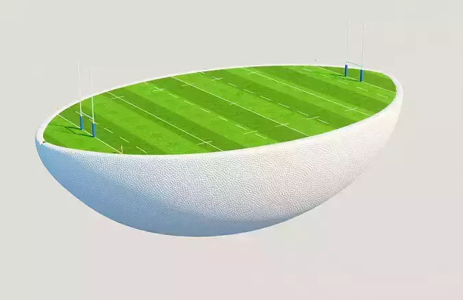 Rugby Half Ball And Rugby Field