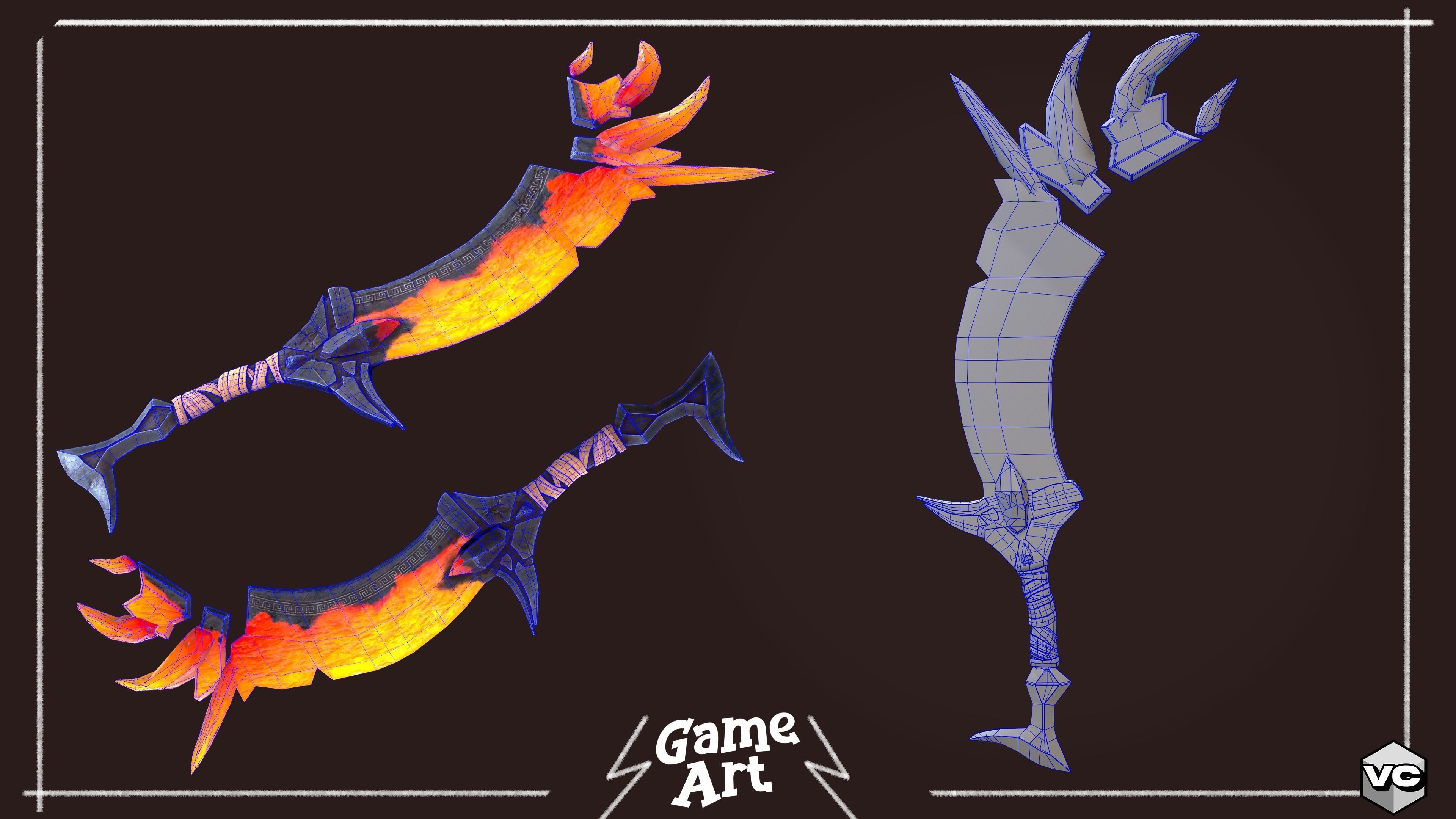 Magma Sword - Game Ready - Low-poly 3D model_6