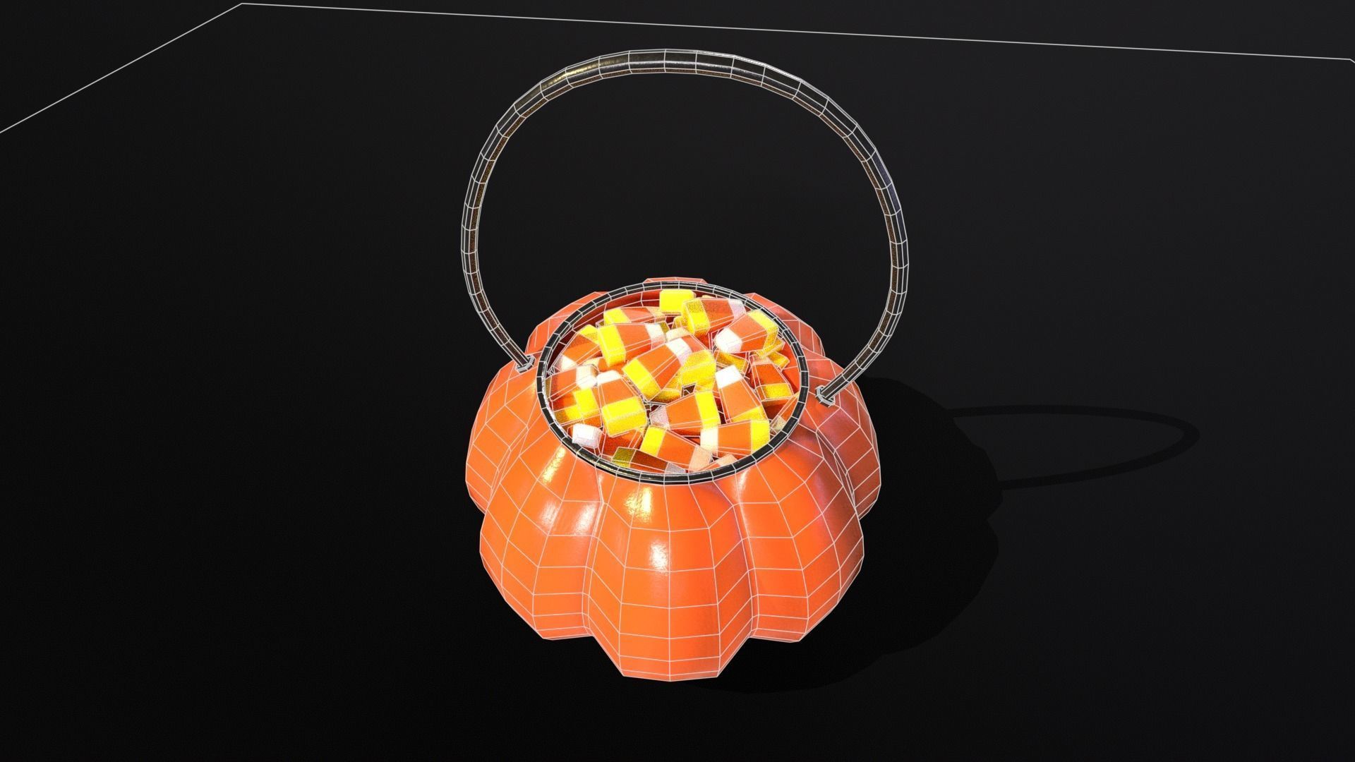 Halloween Plastic Pumpkin Candy Pail Low-poly 3D model_17