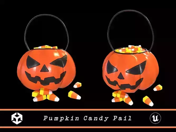 Halloween Plastic Pumpkin Candy Pail Low-poly 3D model