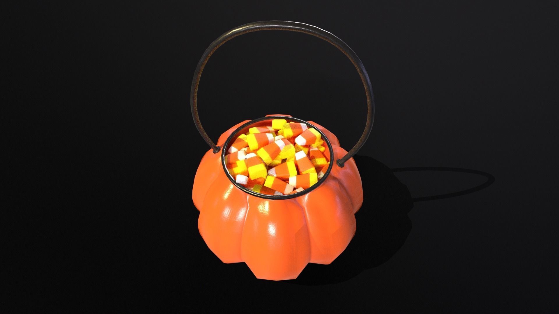 Halloween Plastic Pumpkin Candy Pail Low-poly 3D model_16