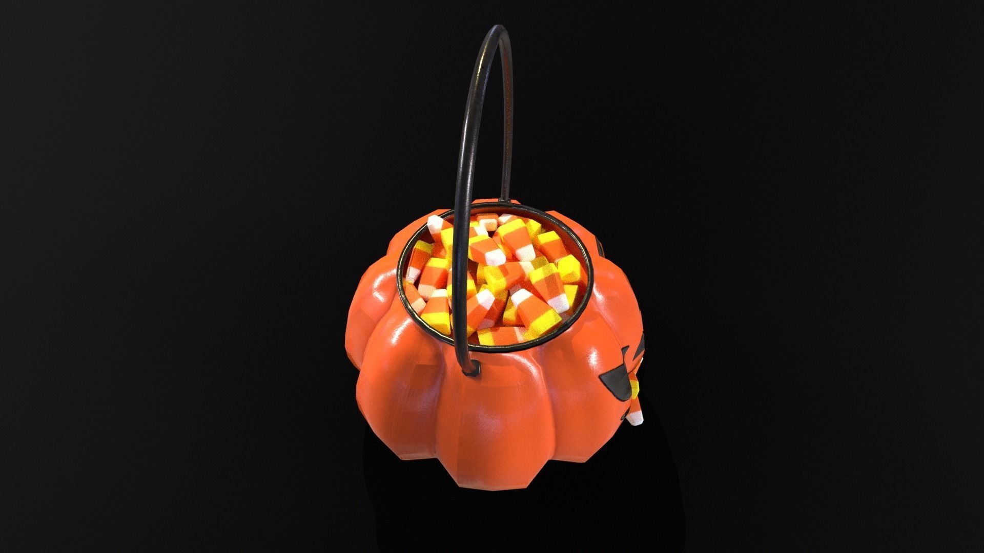 Halloween Plastic Pumpkin Candy Pail Low-poly 3D model_18