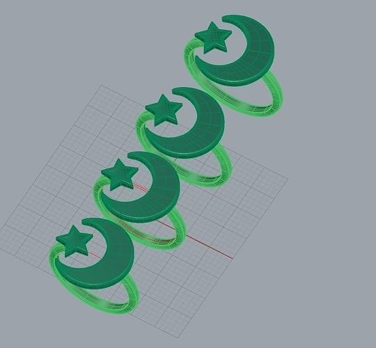 Moon and star ring set  3D print model