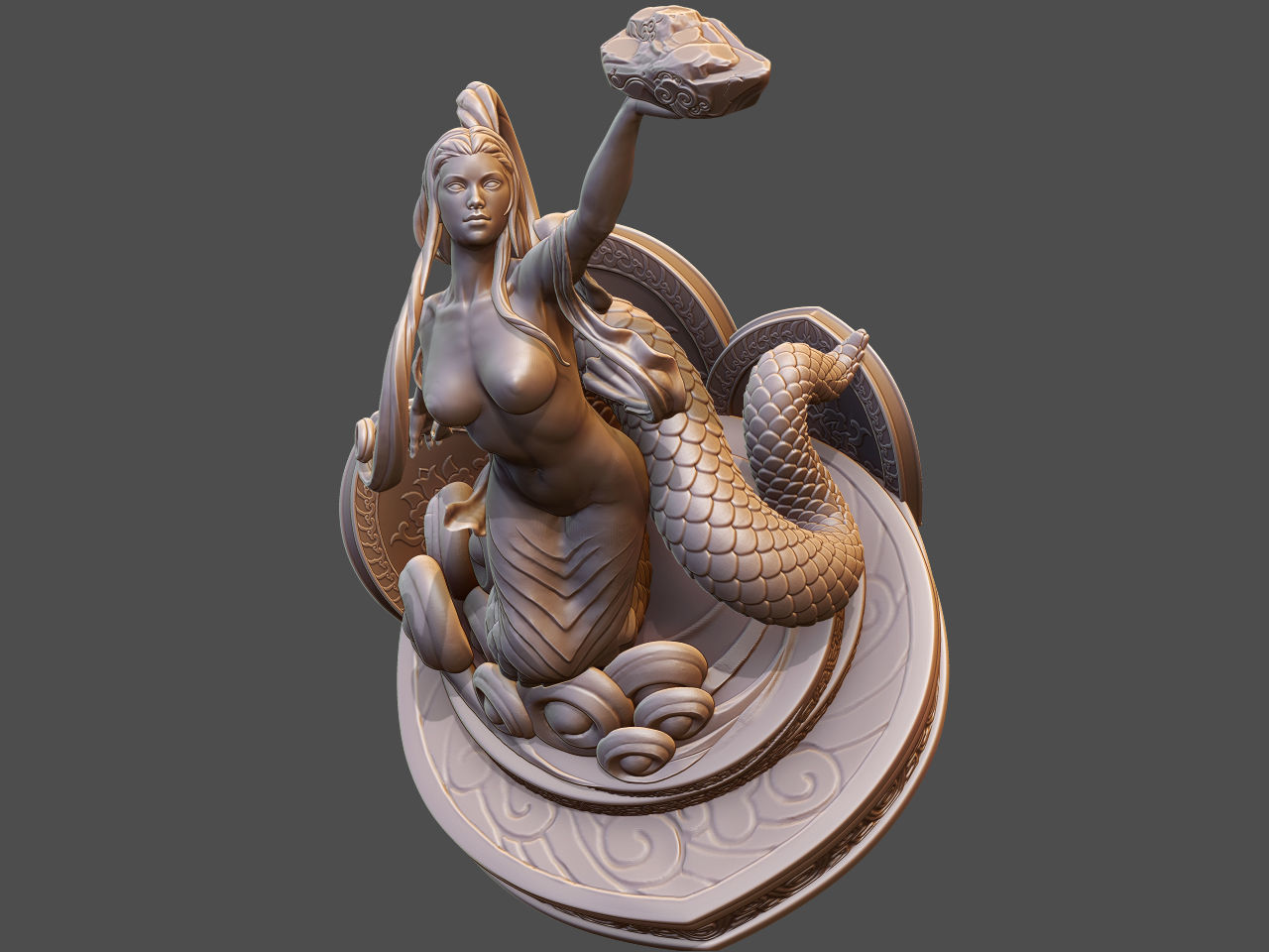  Nuwa mends the sky high model statue 3D model_5