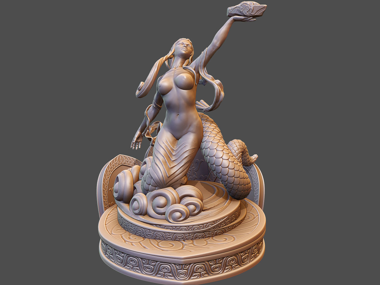  Nuwa mends the sky high model statue 3D model_4