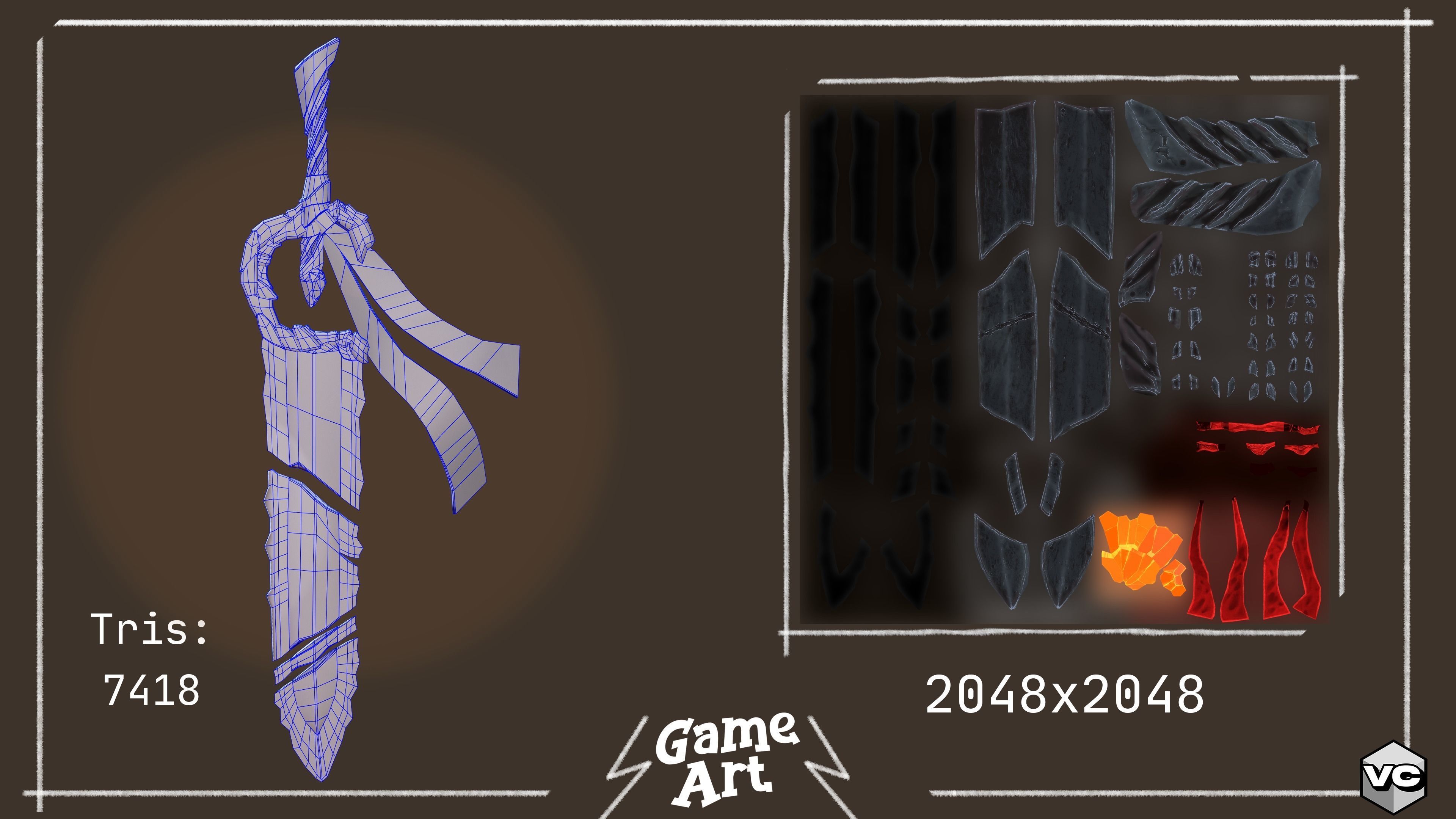 Phoenix Sword - Game Ready -  Low-poly 3D model_7