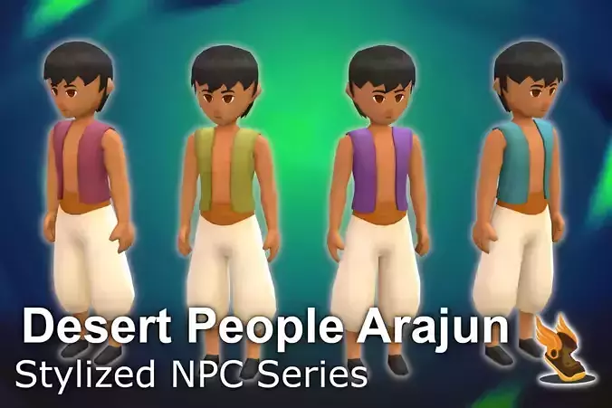 Stylized NPC - Desert People Arajun Low-poly 3D model