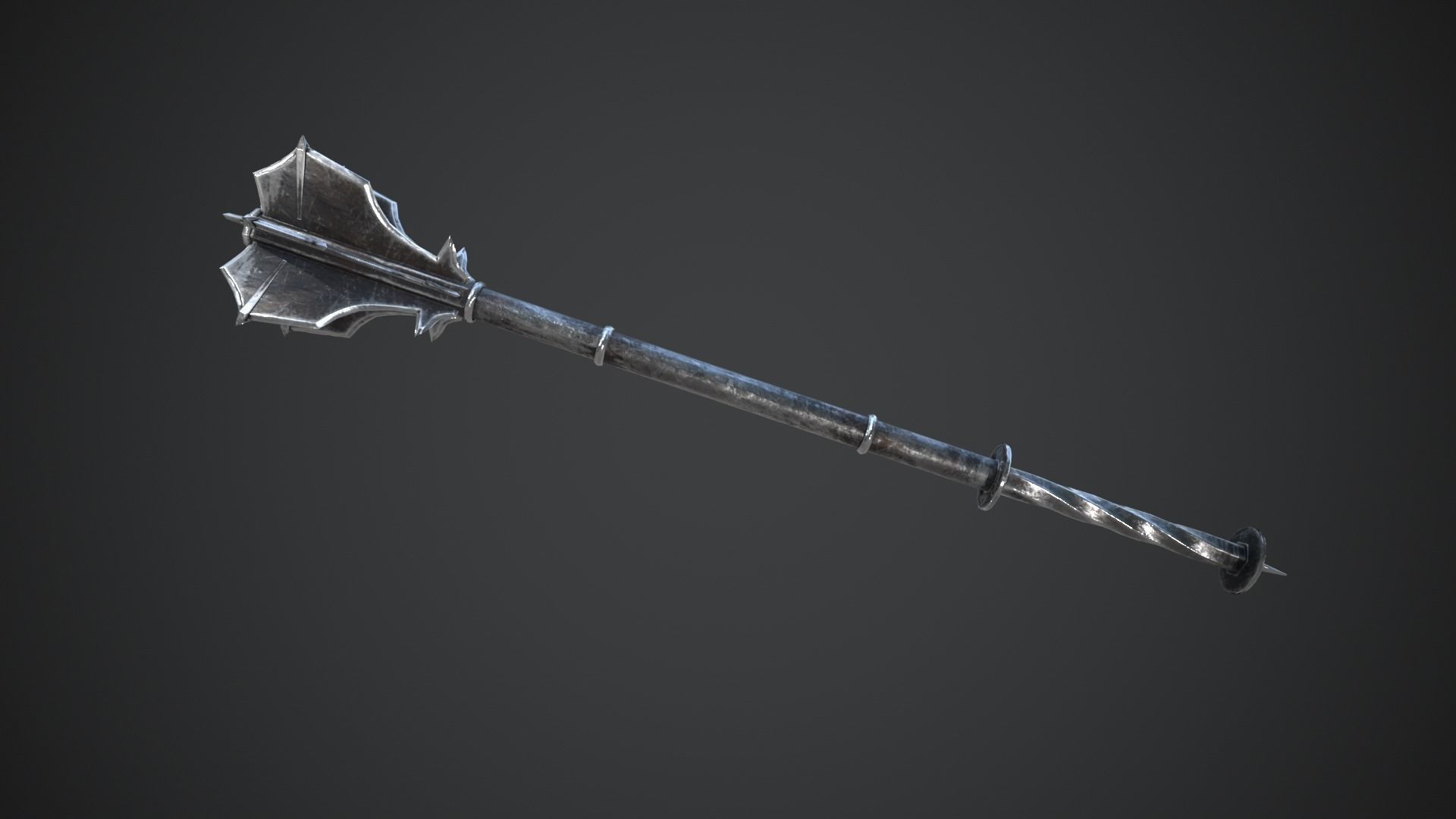 Medieval Mace Low-poly 3D model_9