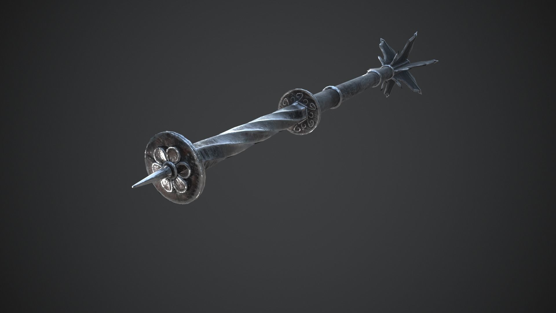 Medieval Mace Low-poly 3D model_7
