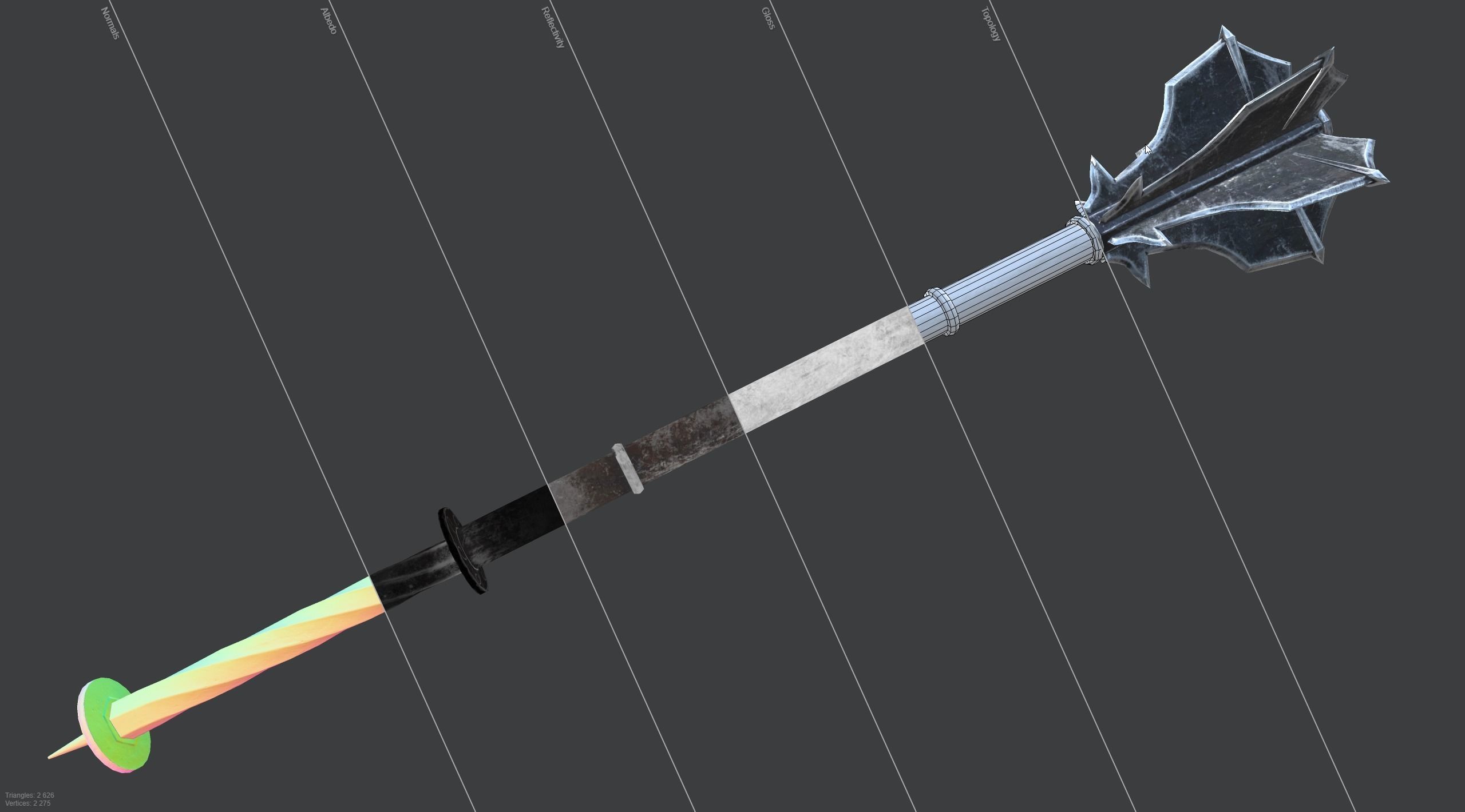 Medieval Mace Low-poly 3D model_3