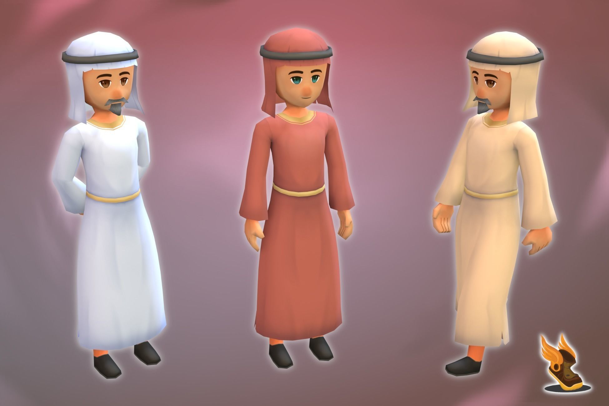 Stylized NPC - Desert People Azimyr Low-poly 3D model_3