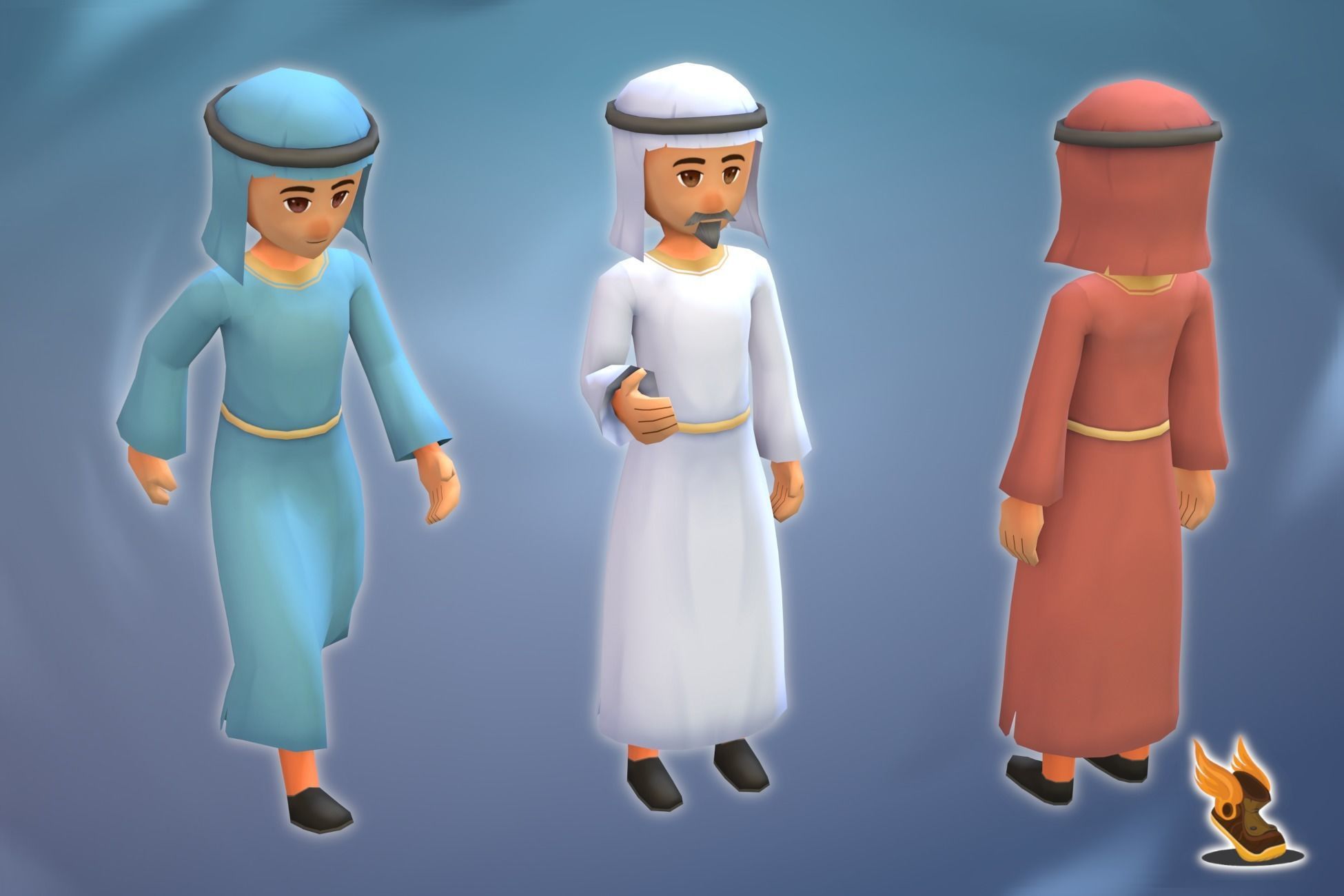 Stylized NPC - Desert People Azimyr Low-poly 3D model_2