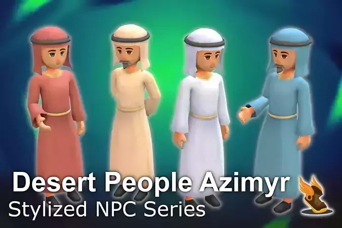 Stylized NPC - Desert People Azimyr Low-poly 3D model