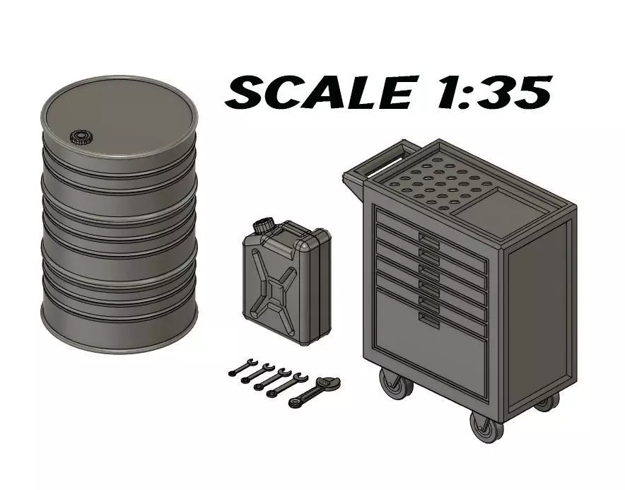 1-35 Scale Diorama Tool Canister Barrel 3D print model_0