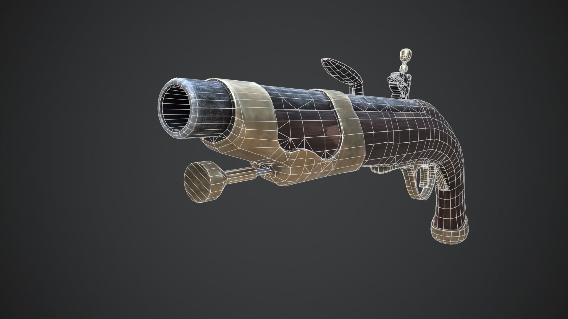 Medieval Pistol Low-poly 3D model_16