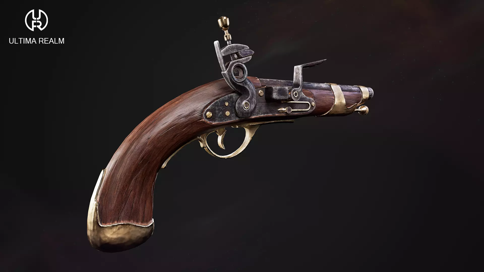 Medieval Pistol Low-poly 3D model_0