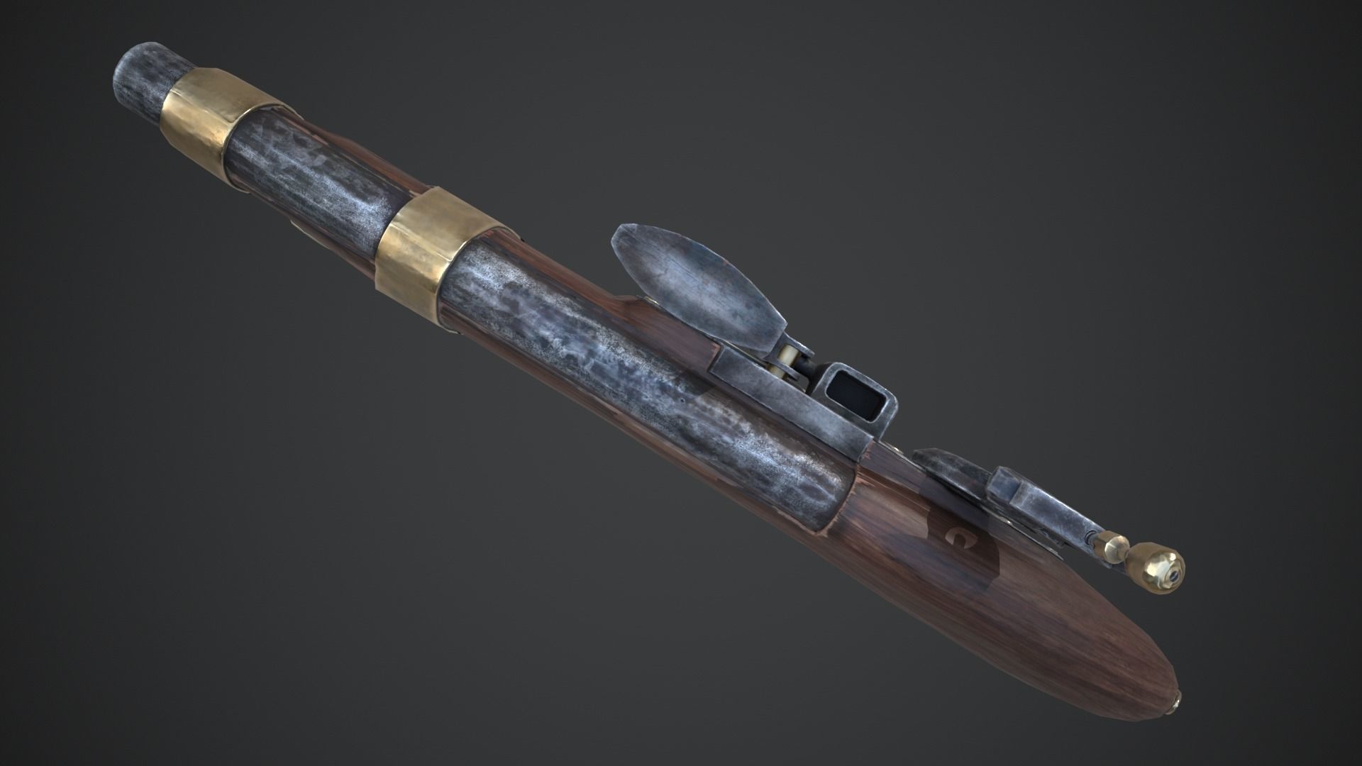 Medieval Pistol Low-poly 3D model_7