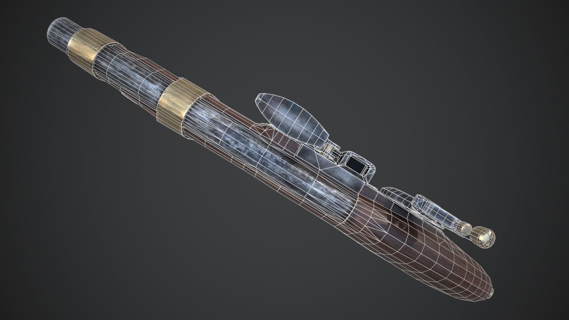 Medieval Pistol Low-poly 3D model_14