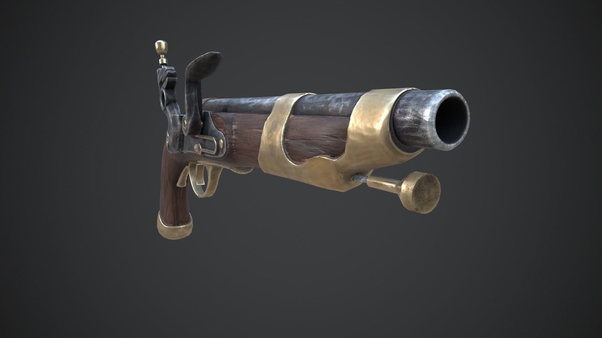 Medieval Pistol Low-poly 3D model_10