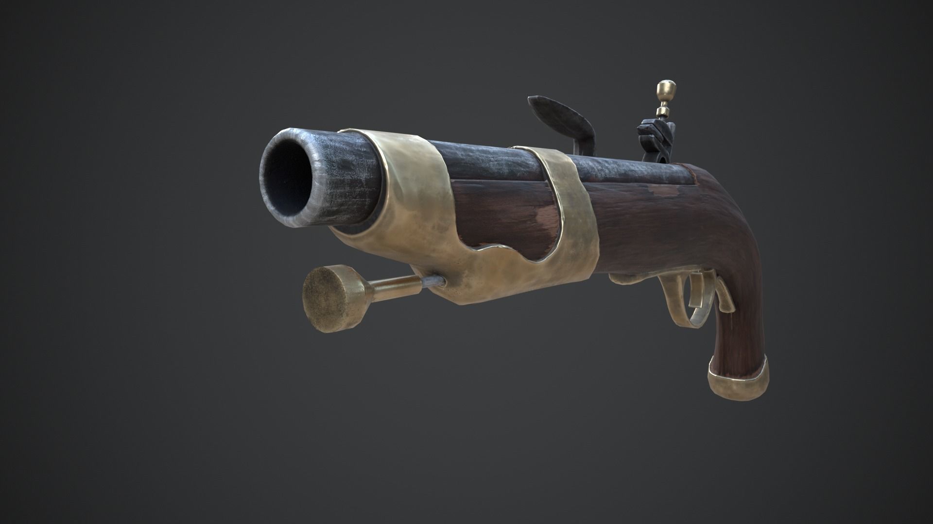 Medieval Pistol Low-poly 3D model_9