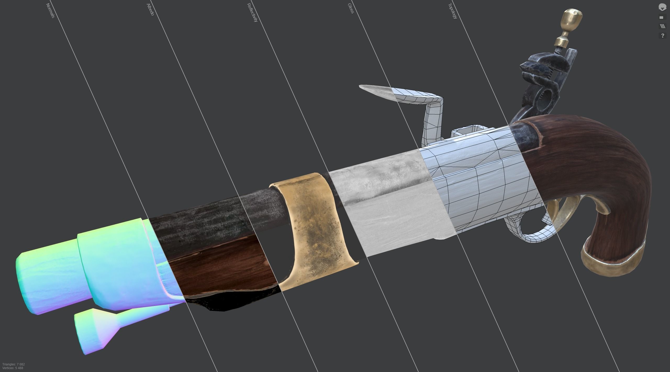 Medieval Pistol Low-poly 3D model_4