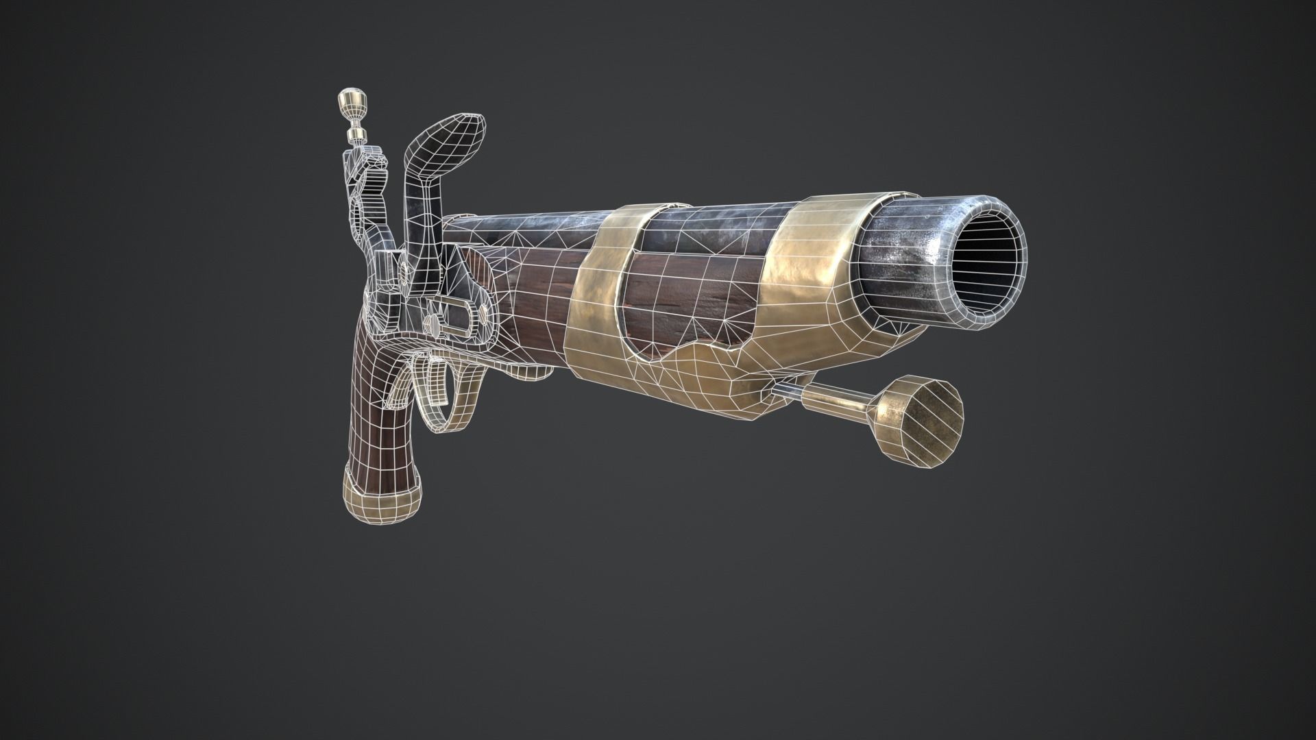 Medieval Pistol Low-poly 3D model_17