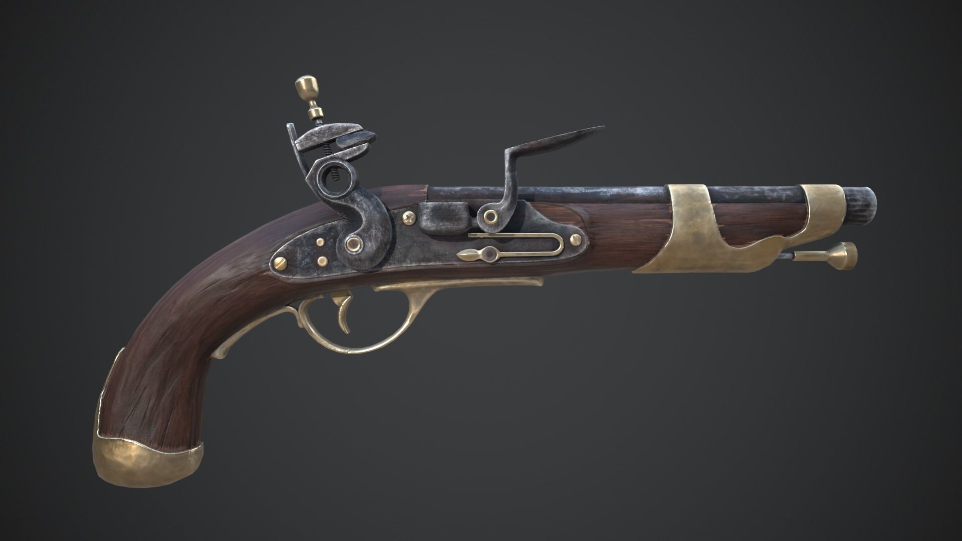 Medieval Pistol Low-poly 3D model_11