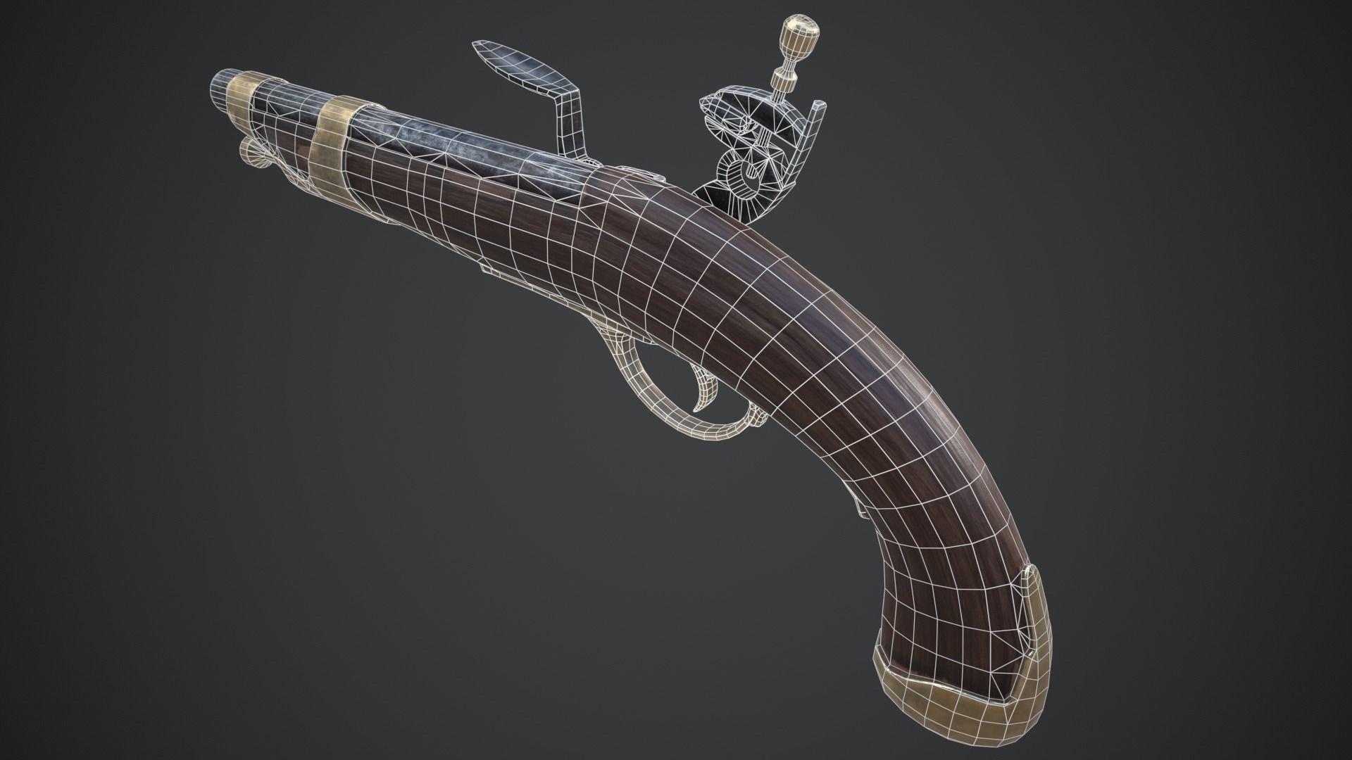 Medieval Pistol Low-poly 3D model_13