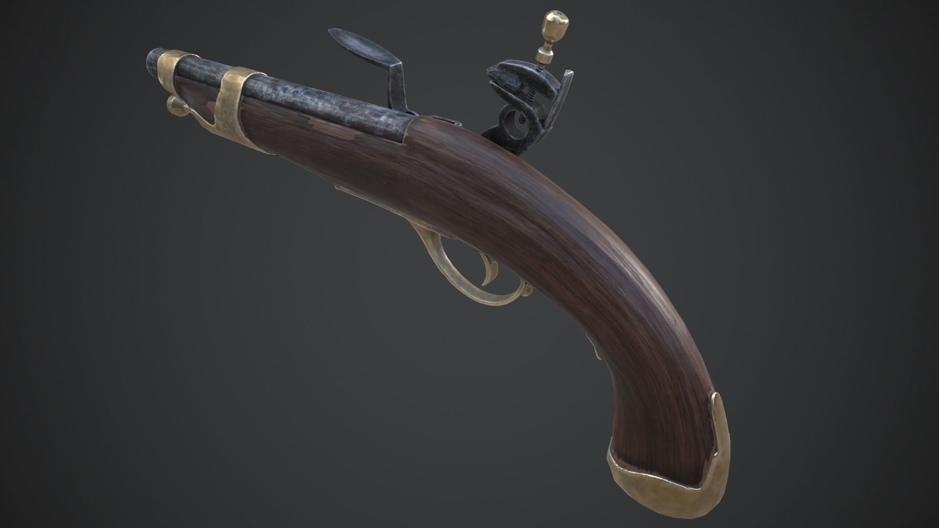 Medieval Pistol Low-poly 3D model_6