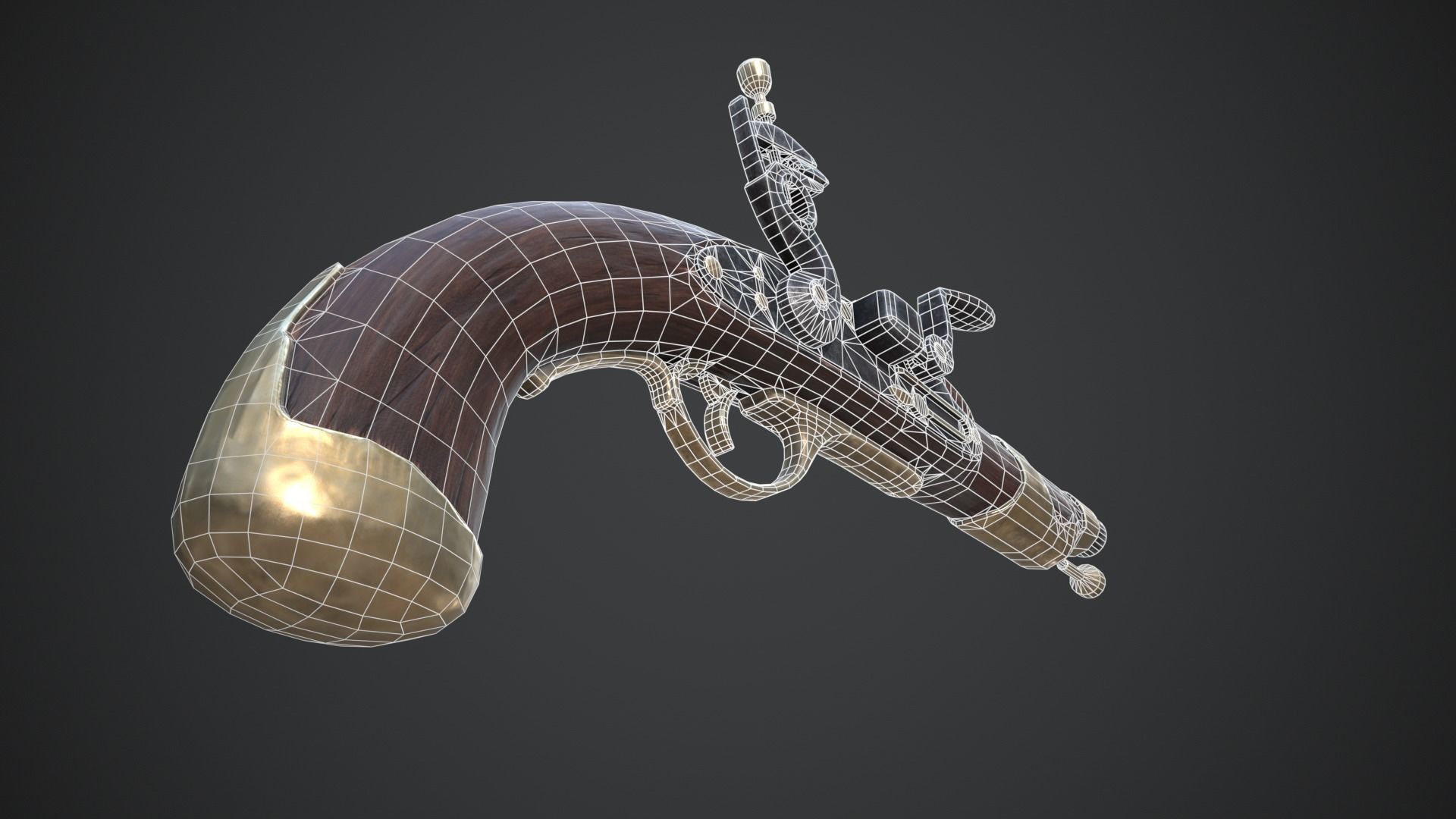 Medieval Pistol Low-poly 3D model_12