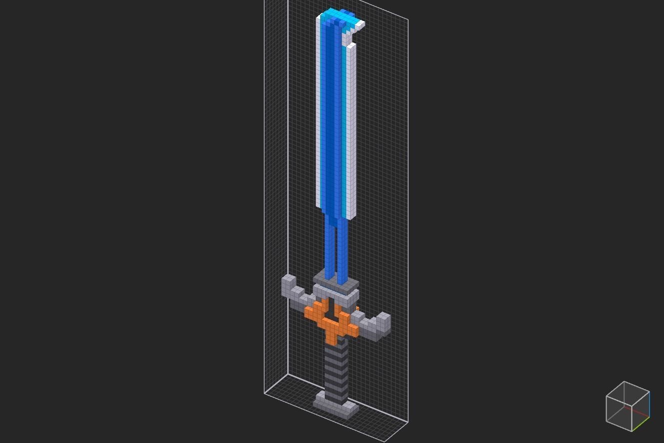 Sword created with voxel art 3D model_3