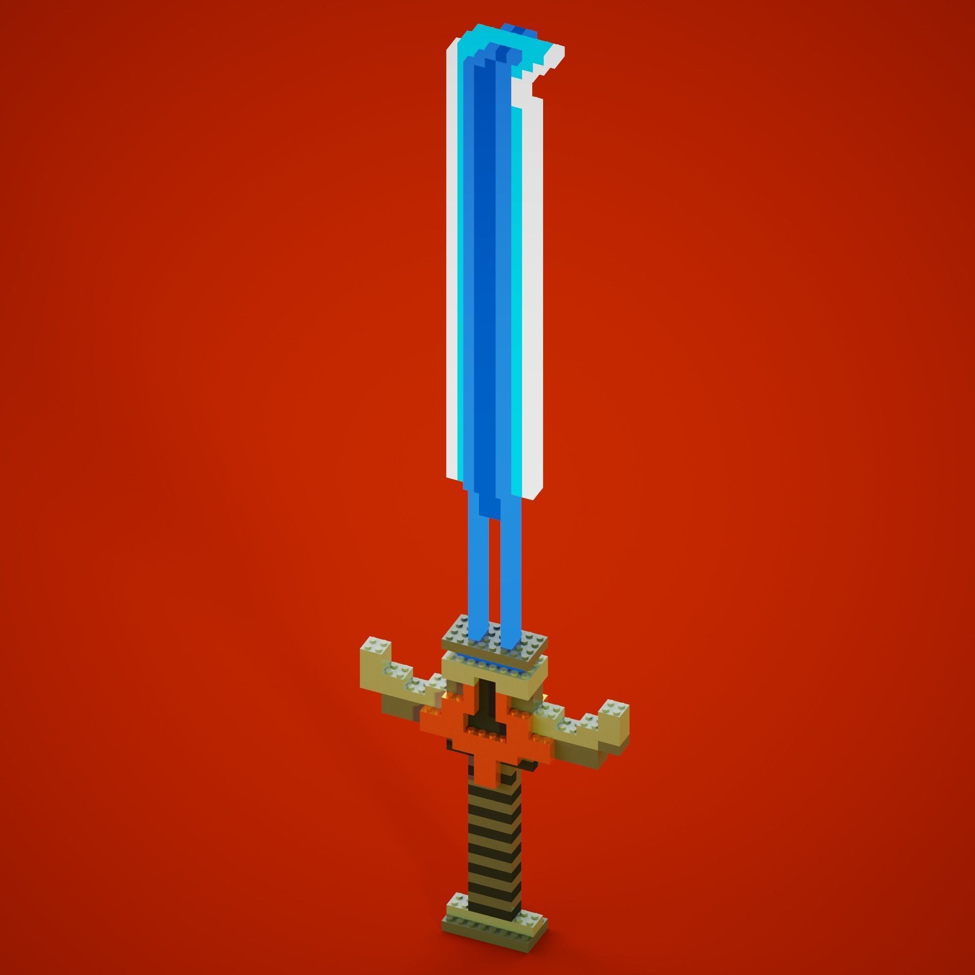 Sword created with voxel art 3D model_7