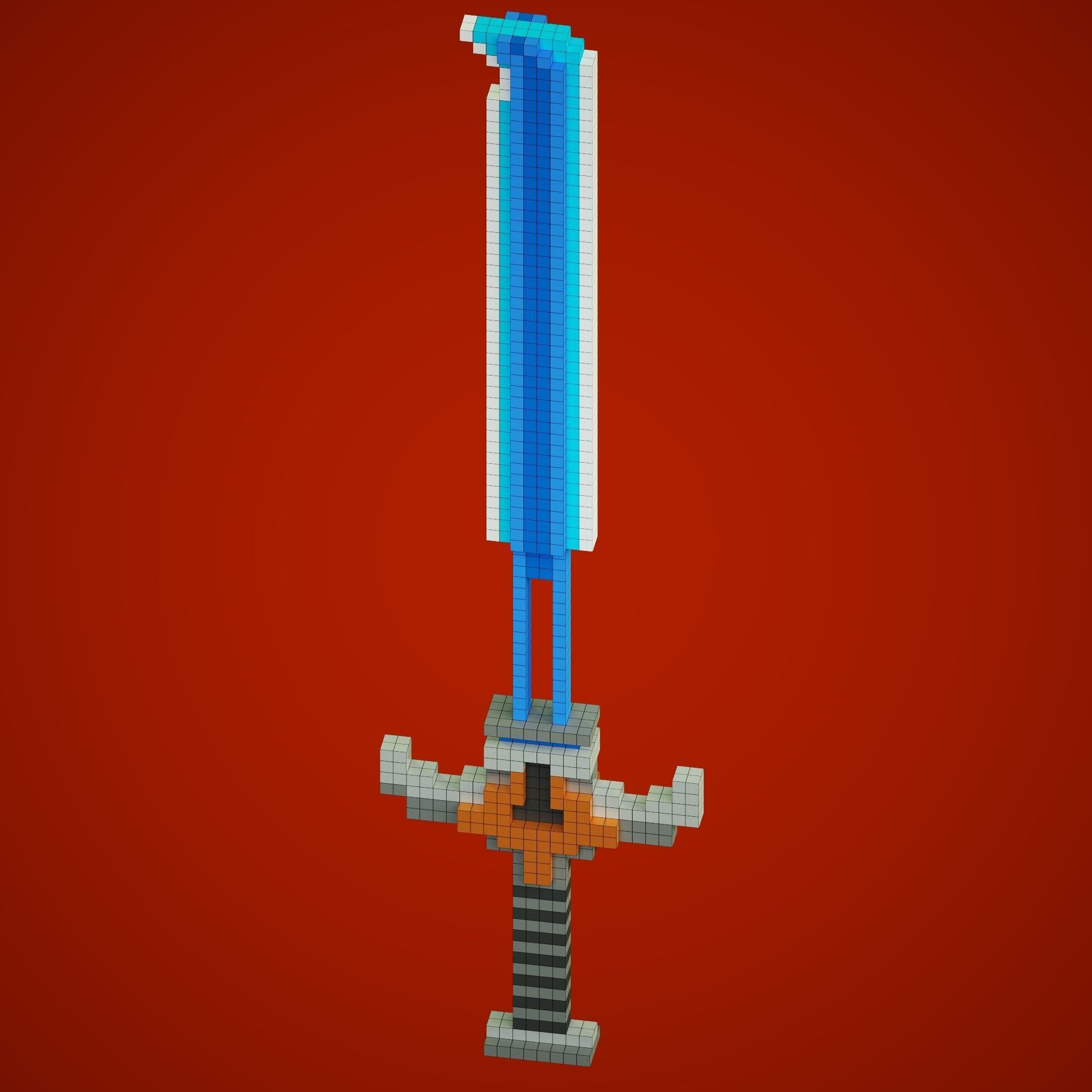 Sword created with voxel art 3D model_9