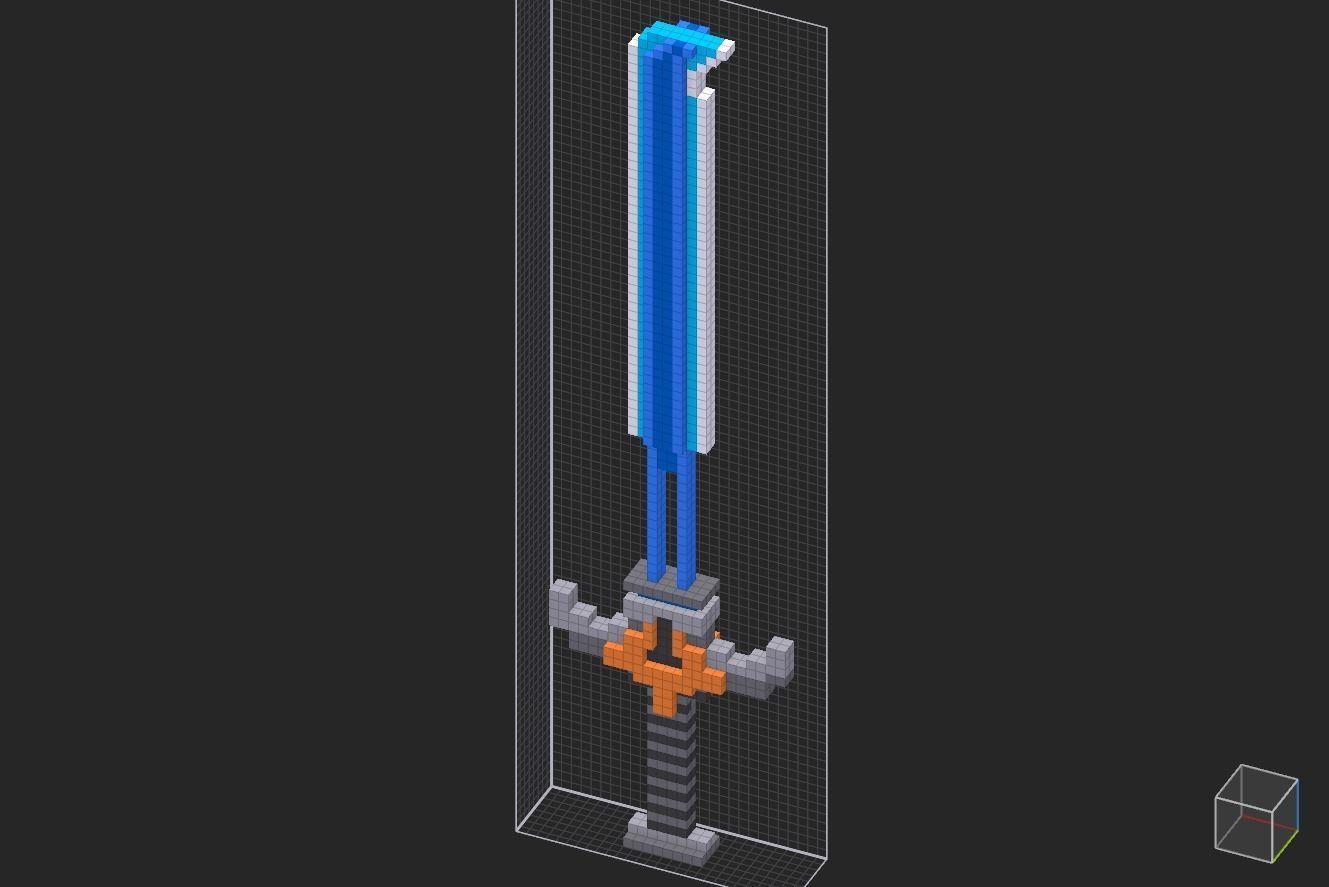 Sword created with voxel art 3D model_6