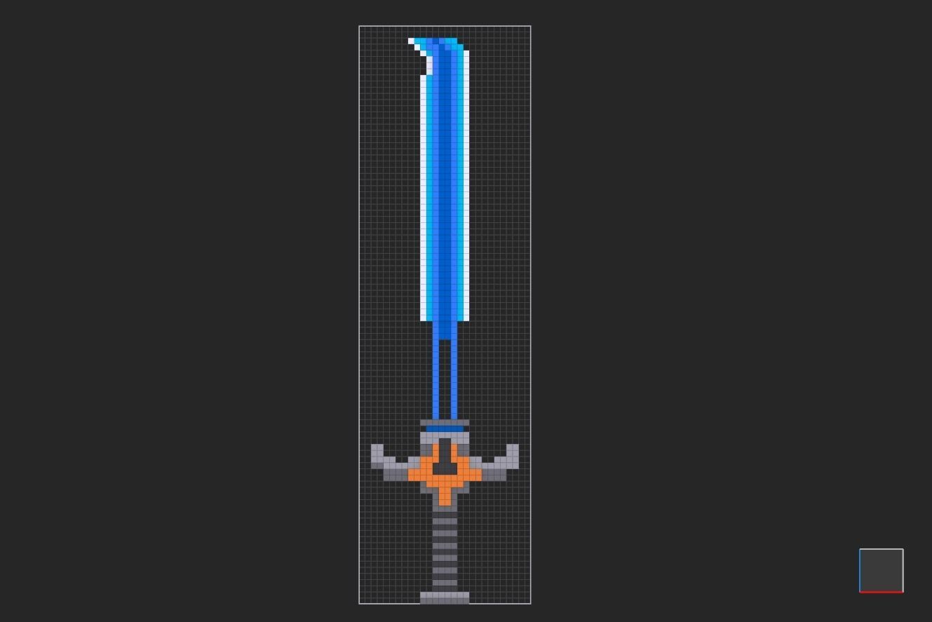 Sword created with voxel art 3D model_4