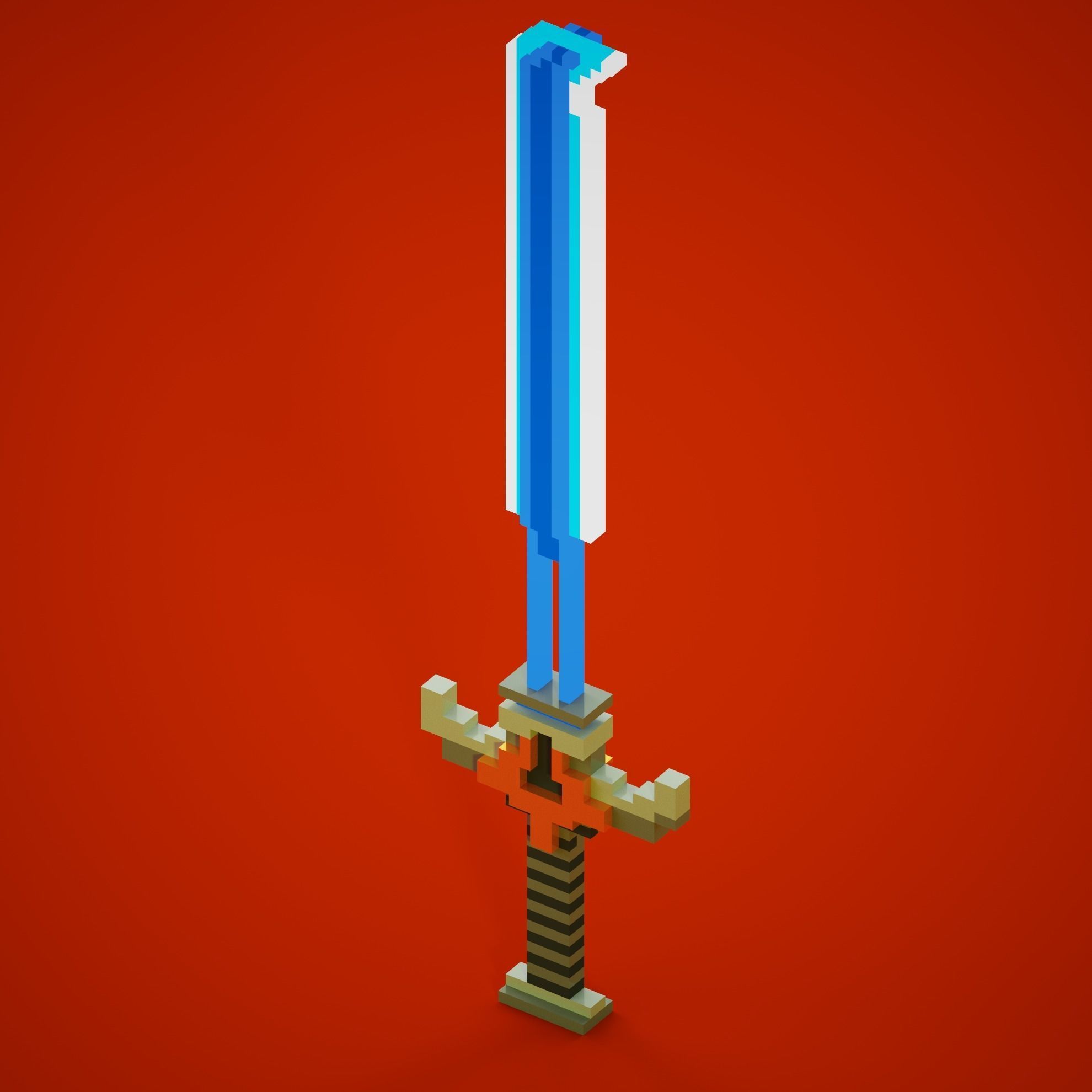 Sword created with voxel art 3D model_2