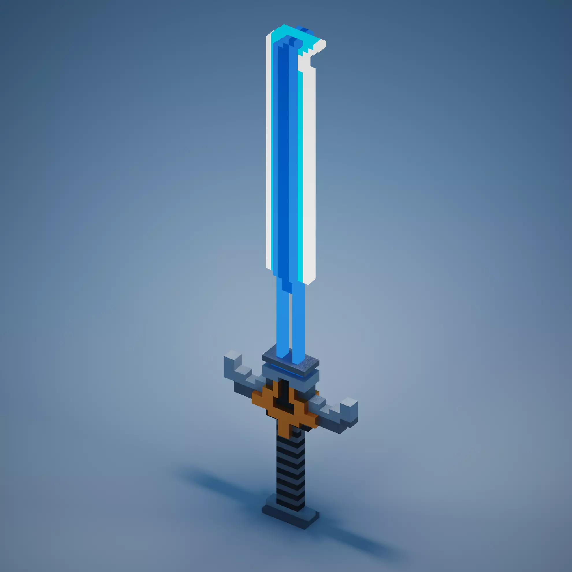 Sword created with voxel art 3D model_0