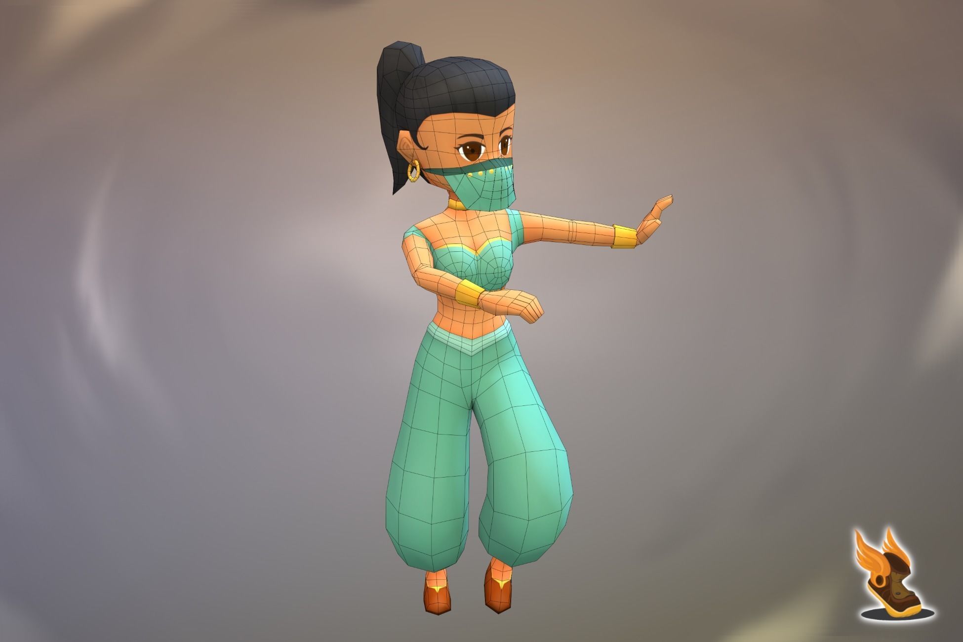 Stylized NPC - Desert People Dancer Low-poly 3D model_5