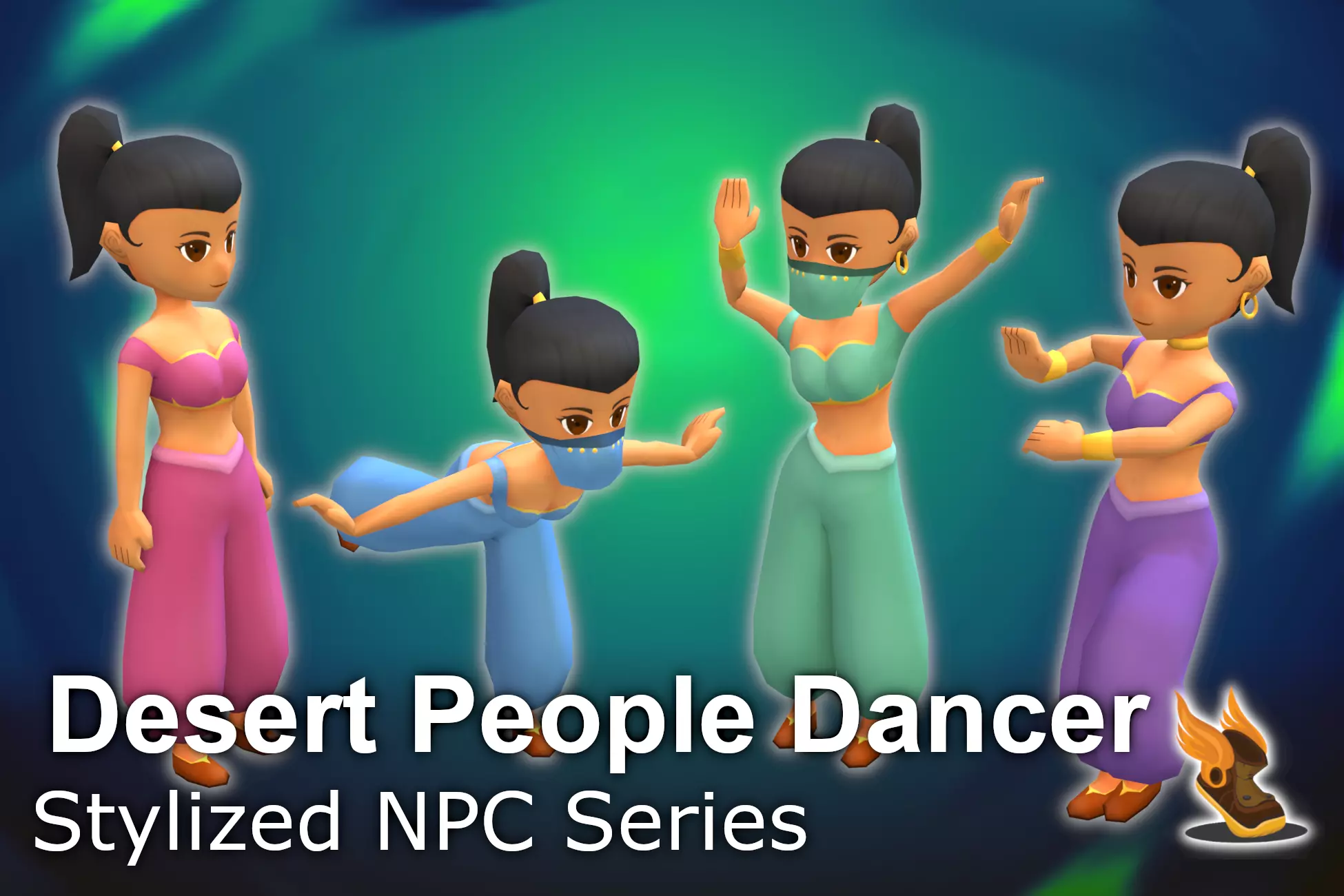 Stylized NPC - Desert People Dancer Low-poly 3D model_0