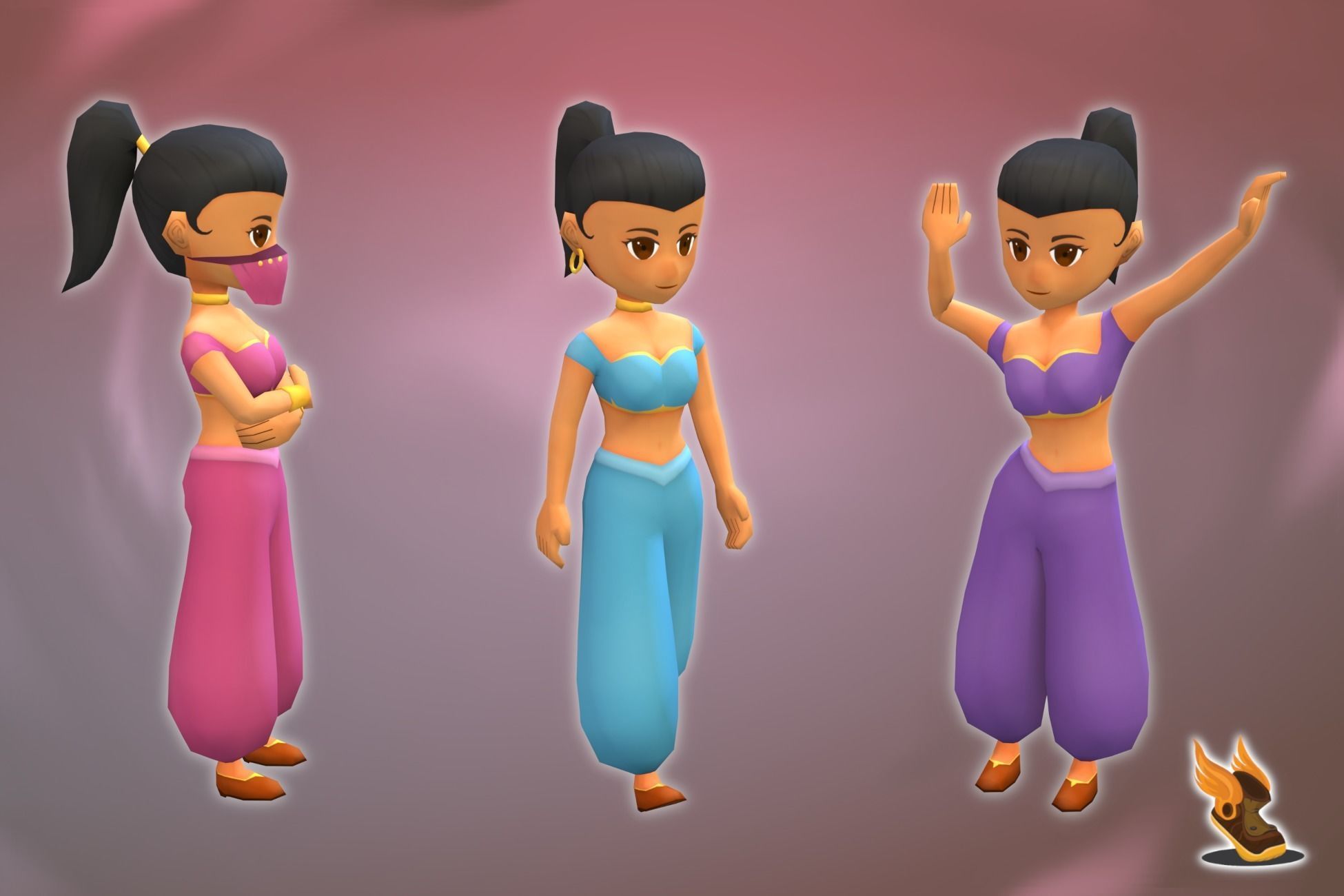 Stylized NPC - Desert People Dancer Low-poly 3D model_3