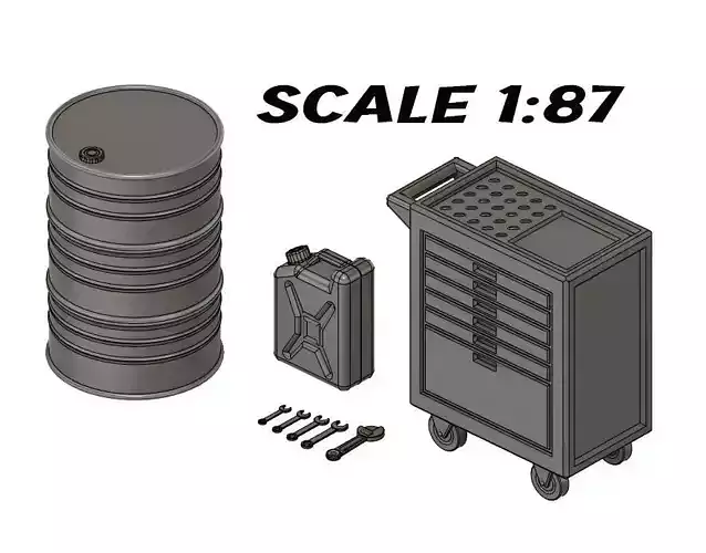 1-87 Scale Model Railroad Diorama Tool Canister Barrel 3D print model
