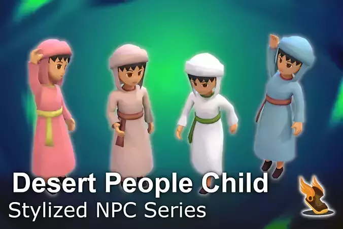 Stylized NPC - Desert People Child Low-poly 3D model
