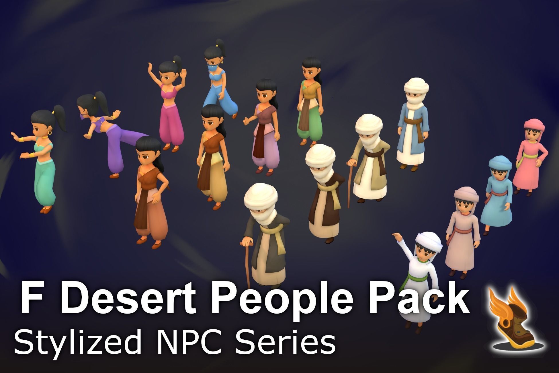 Stylized NPC - F Desert People Pack 3D Model Collection_7