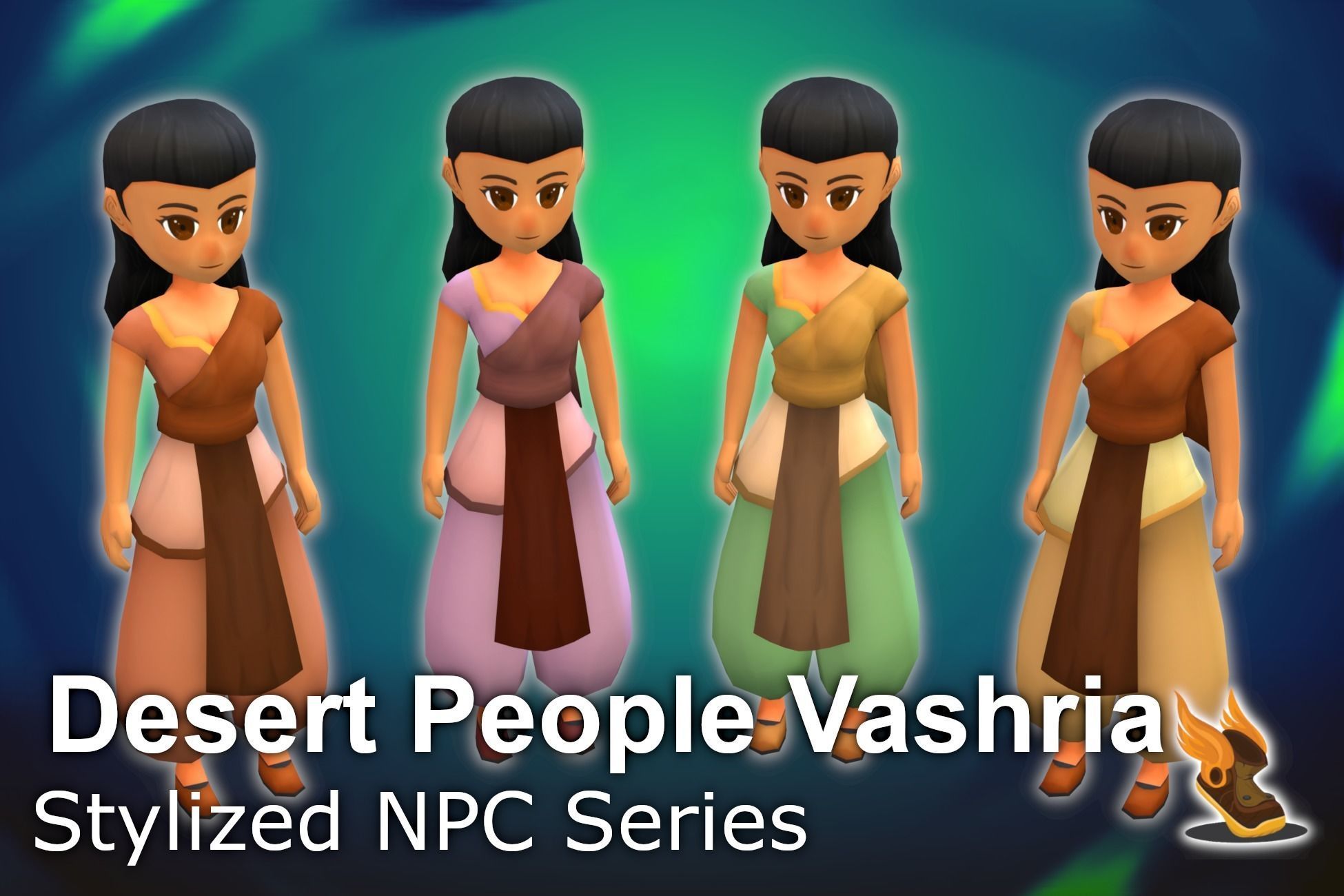 Stylized NPC - F Desert People Pack 3D Model Collection_9