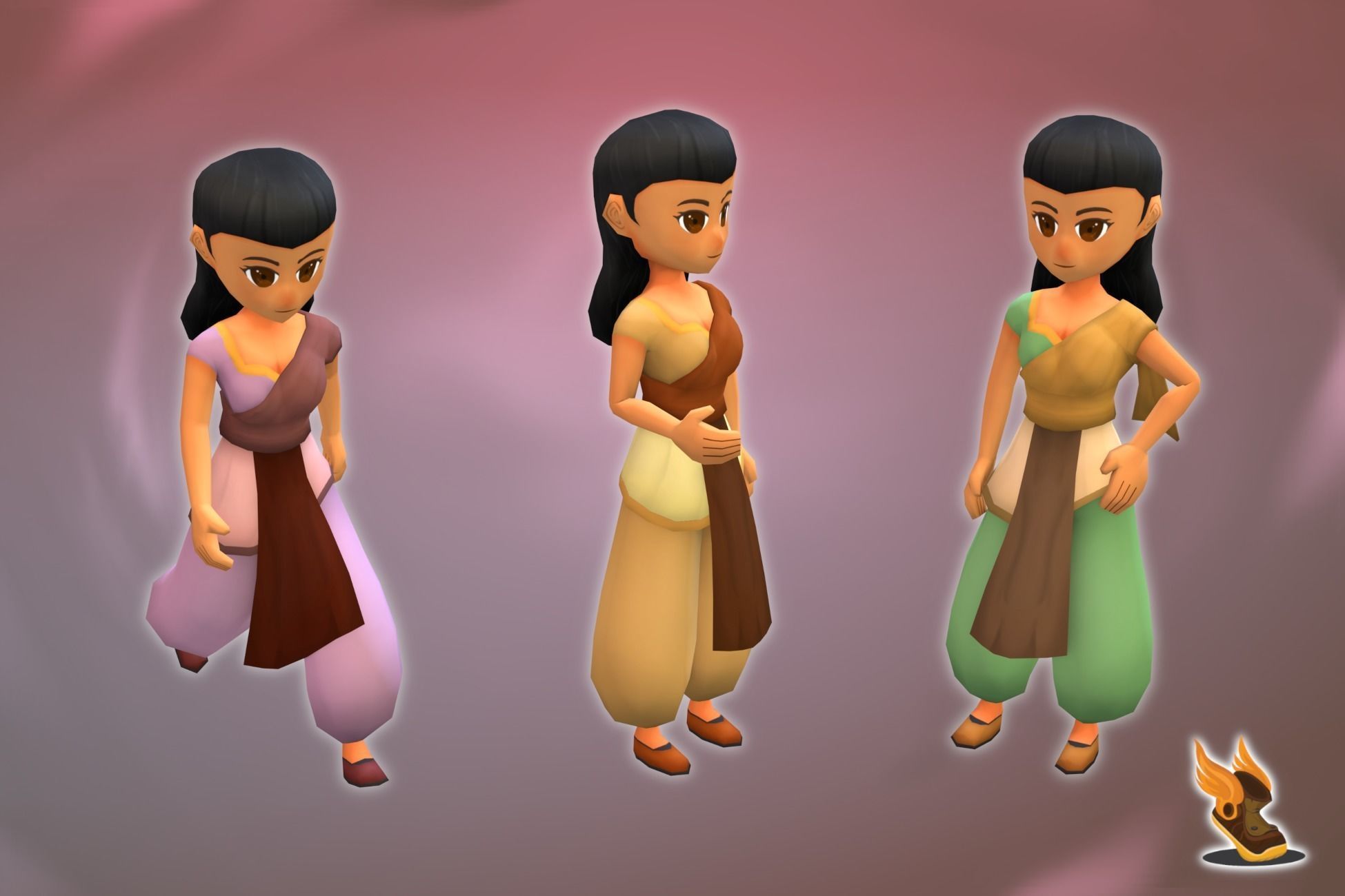 Stylized NPC - F Desert People Pack 3D Model Collection_17