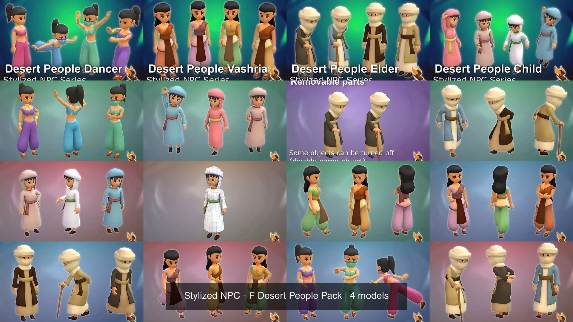 Stylized NPC - F Desert People Pack 3D Model Collection_5