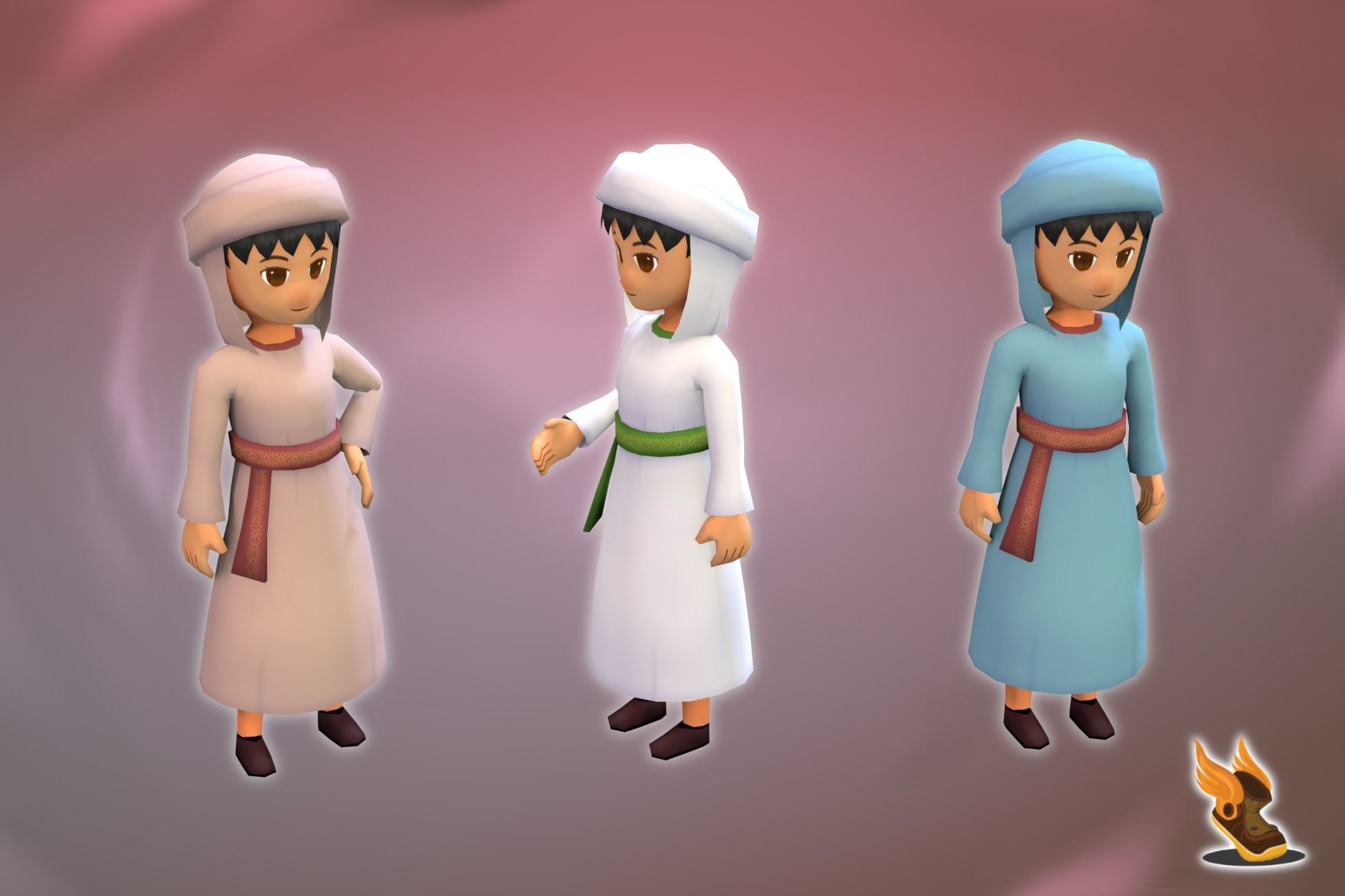 Stylized NPC - F Desert People Pack 3D Model Collection_19