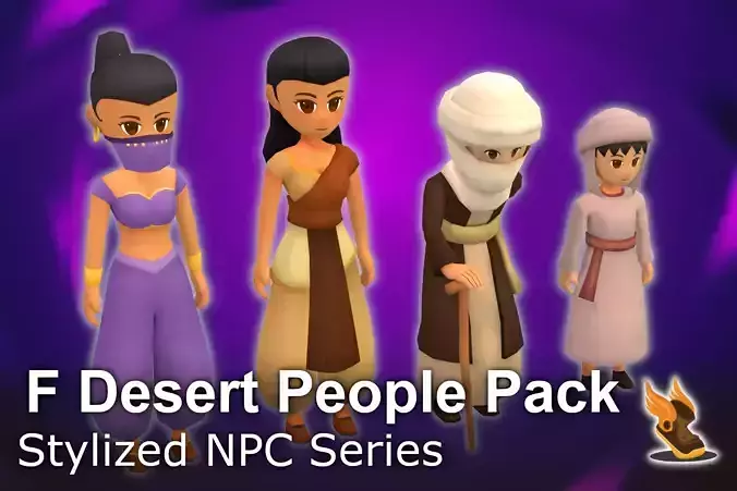 Stylized NPC - F Desert People Pack 3D Model Collection