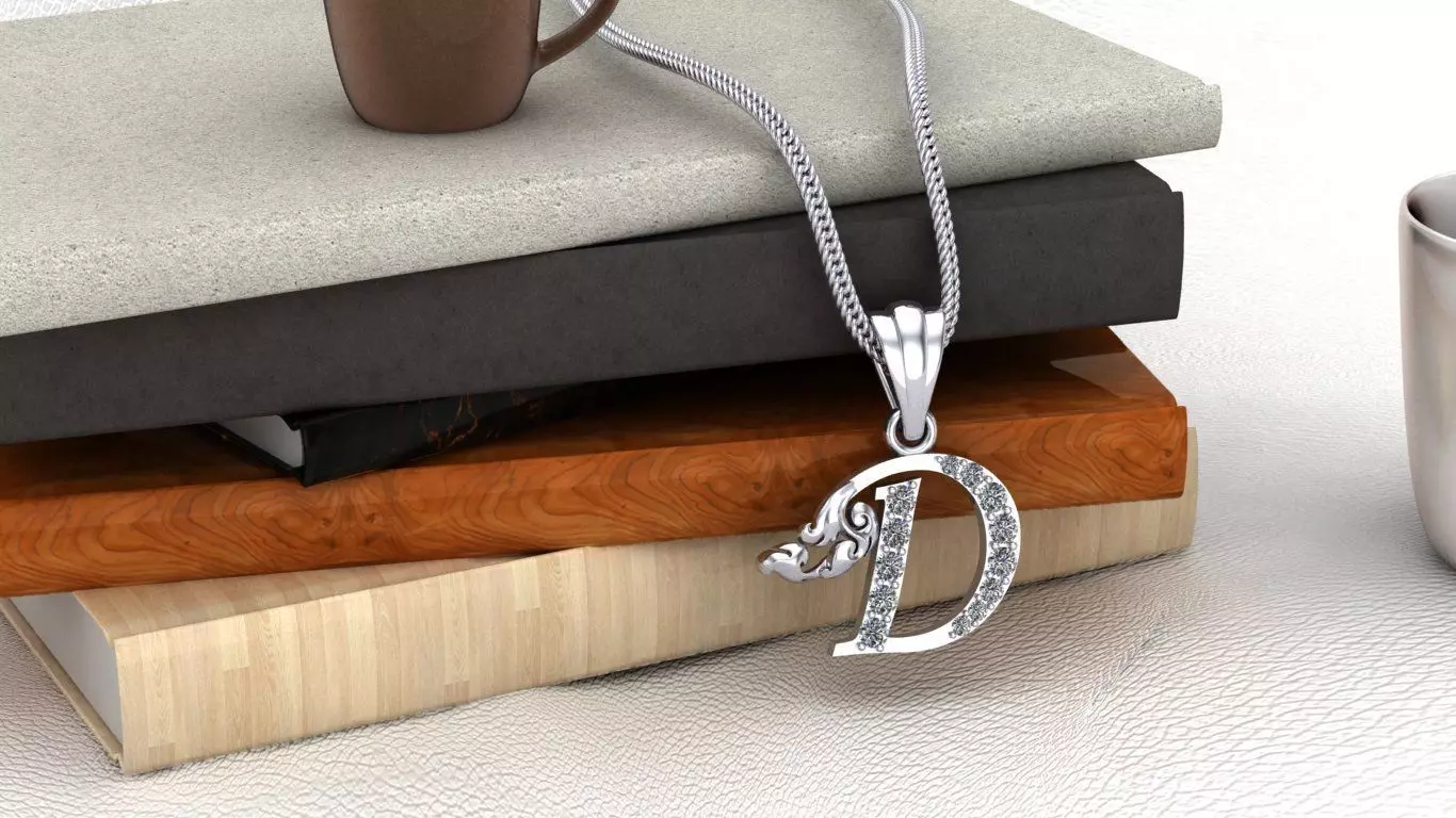 Initial Letters Pendant D 3D print model 3D print model 3D print model